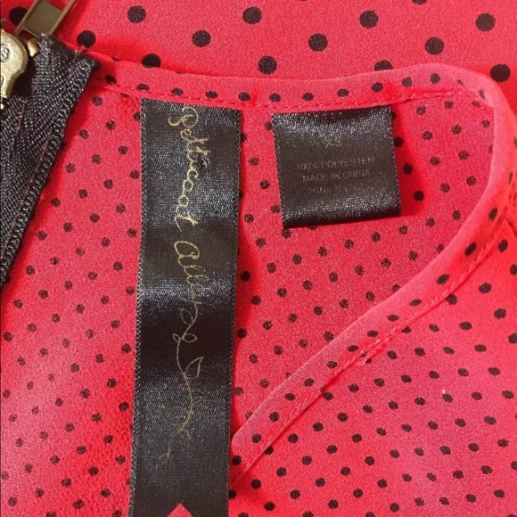 Red Black Polka Dots Sleeveless Faux Wrap Dress - Picture 4 of 5